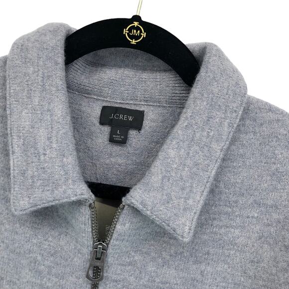 NEW J Crew Boiled Merino Wool Coach's Jacket Sweater Gray Full Zip Mens Large - Picture 3 of 7